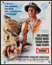9z804 HOMBRE French 18x22 1966 cool art of Paul Newman by Boris Grinsson, directed by Martin Ritt!