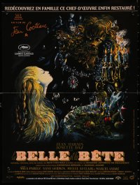 9z810 LA BELLE ET LA BETE French 16x21 R2013 Cocteau, classic image of Jean Marais & Josette Day!