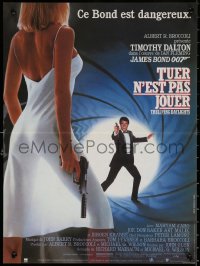 9z816 LIVING DAYLIGHTS French 13x20 1987 Tim Dalton as James Bond & sexy Maryam d'Abo w/gun!
