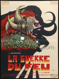 9z830 QUEST FOR FIRE French 15x21 1981 best different caveman art by Philippe Druillet!