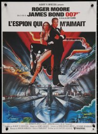 9z844 SPY WHO LOVED ME French 16x21 R1984 art of Roger Moore as James Bond by Bob Peak!