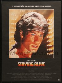 9z846 STAYING ALIVE French 15x21 1983 close up of John Travolta in Saturday Night Fever sequel!