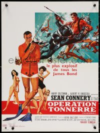 9z849 THUNDERBALL French 16x21 R1980s art of Sean Connery as James Bond 007 by McGinnis and McCarthy