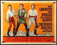 9z335 DEVIL'S DISCIPLE style A 1/2sh 1959 Burt Lancaster, Kirk Douglas & Laurence Olivier!