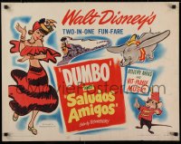 9z341 DUMBO/SALUDOS AMIGOS style A 1/2sh 1949 Donald Duck, Joe Carioca, Disney two-in-one fun-fare!