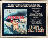 9z419 MIDWAY style B 1/2sh 1976 Charlton Heston, Henry Fonda, dramatic naval battle art!
