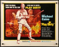 9z447 PLAY DIRTY 1/2sh 1969 cool art of WWII soldier Michael Caine with machine gun!
