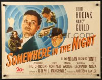 9z482 SOMEWHERE IN THE NIGHT 1/2sh 1946 John Hodiak, Nancy Guild, cool film noir art montage!