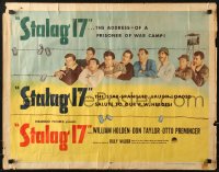 9z484 STALAG 17 style B 1/2sh 1953 different image of Holden & POWs whistling by barbed wire!