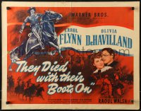 9z501 THEY DIED WITH THEIR BOOTS ON style B 1/2sh 1941 Errol Flynn as General Custer, Olivia De Havilland