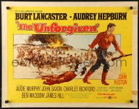 9z513 UNFORGIVEN style A 1/2sh 1960 Burt Lancaster, Audrey Hepburn, directed by John Huston!