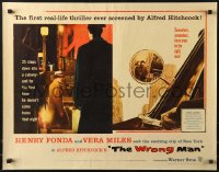 9z534 WRONG MAN 1/2sh 1957 Henry Fonda, Vera Miles, Alfred Hitchcock, cool side view mirror art!