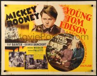 9z537 YOUNG TOM EDISON 1/2sh 1940 great close up of dedicated young inventor Mickey Rooney!