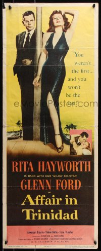 9z005 AFFAIR IN TRINIDAD insert 1952 sexy Rita Hayworth, you weren't the first & won't be last!