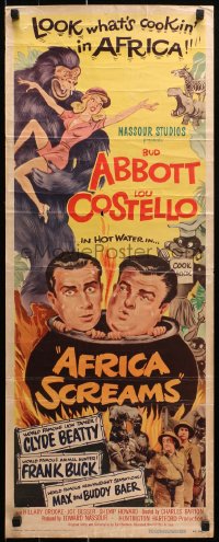 9z006 AFRICA SCREAMS insert 1949 art of natives cooking Bud Abbott & Lou Costello in cauldron!