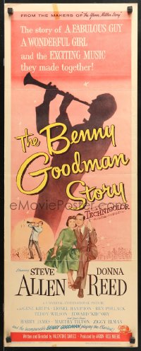 9z021 BENNY GOODMAN STORY insert 1956 Steve Allen as Goodman, Donna Reed, Gene Krupa, Brown art!
