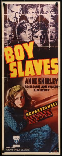 9z034 BOY SLAVES insert 1939 Anne Shirley with tough teens, RKO's version of Dead End Kids, rare!