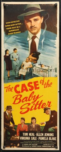 9z045 CASE OF THE BABY SITTER insert 1947 Neal, murder stalked the nursery w/diamonds as pay-off!