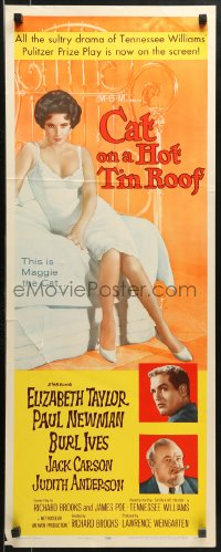 9z048 CAT ON A HOT TIN ROOF insert 1958 classic image of Elizabeth Taylor as Maggie the Cat!