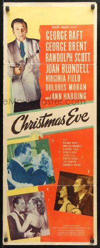 9z053 CHRISTMAS EVE insert 1947 George Raft w/gun, George Brent, Randolph Scott, Joan Blondell!