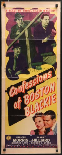 9z061 CONFESSIONS OF BOSTON BLACKIE insert 1941 c/u of Chester Morris & Richard Lane pointing guns!