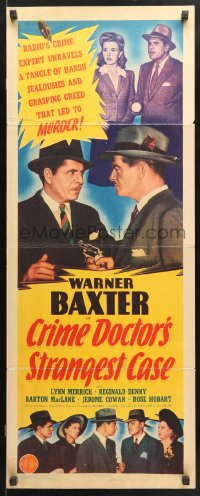 9z068 CRIME DOCTOR'S STRANGEST CASE insert 1943 Warner Baxter, radio's greatest crime expert!