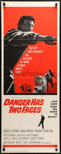 9z074 DANGER HAS TWO FACES insert 1967 Robert Lansing couldn't die - he stole a dead man's face!