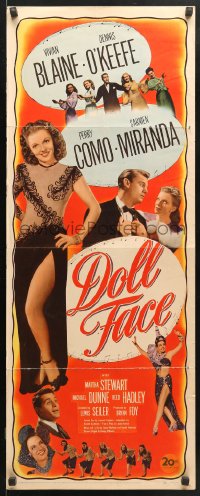 9z085 DOLL FACE insert 1945 sexy full-length Vivian Blaine & Carmen Miranda, Perry Como, O'Keefe