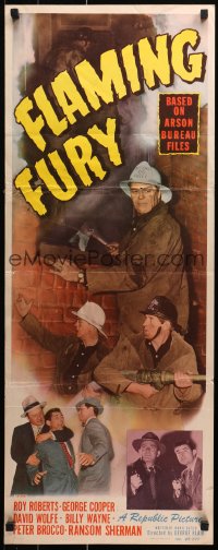 9z094 FLAMING FURY insert 1949 from Arson Bureau files, cool artwork of firefighters & detectives!