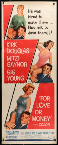 9z099 FOR LOVE OR MONEY insert 1963 Kirk Douglas, sexy Mitzi Gaynor, Julie Newmar & Leslie Parrish!