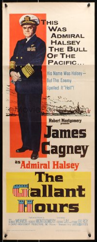 9z103 GALLANT HOURS insert 1960 art of James Cagney as Admiral Bull Halsey!