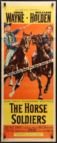 9z118 HORSE SOLDIERS insert 1959 art of U.S. Cavalrymen John Wayne & William Holden, John Ford