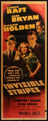 9z124 INVISIBLE STRIPES insert 1939 George Raft, Jane Bryan, William Holden, Humphrey Bogart shown!