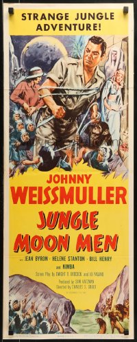 9z132 JUNGLE MOON MEN insert 1955 Johnny Weissmuller as himself with Jean Byron & Kimba the chimp!
