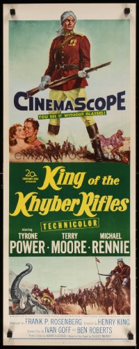 9z138 KING OF THE KHYBER RIFLES insert 1954 full-length artwork of British soldier Tyrone Power!