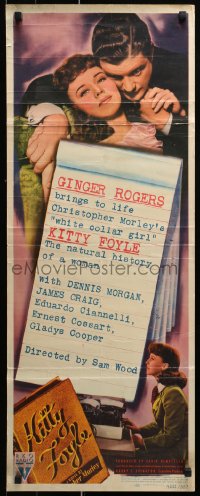 9z139 KITTY FOYLE insert 1940 great romantic close up of Ginger Rogers & Dennis Morgan!