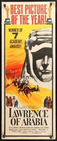 9z144 LAWRENCE OF ARABIA style B insert 1962 David Lean classic starring Peter O'Toole, Best Picture!