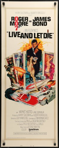 9z145 LIVE & LET DIE East Hemi insert 1973 art of Roger Moore as James Bond by Robert McGinnis!