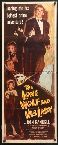 9z147 LONE WOLF & HIS LADY insert 1949 Ron Randell leaping into his hottest crime film noir adventure!