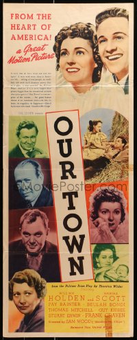 9z184 OUR TOWN insert 1940 William Holden & Martha Scott, Thornton Wilder's classic play, rare!