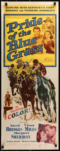9z190 PRIDE OF THE BLUE GRASS insert 1954 Lloyd Bridges, Vera Miles, cool horse racing art!