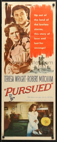 9z193 PURSUED insert 1947 great full-length image of Robert Mitchum & Teresa Wright!