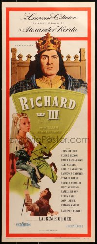 9z204 RICHARD III insert 1956 art/images of Laurence Olivier as the director and in the title role!