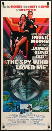 9z229 SPY WHO LOVED ME insert 1977 great art of Roger Moore as James Bond by Bob Peak!