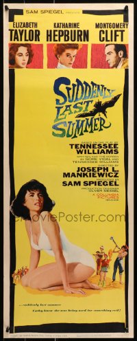 9z236 SUDDENLY, LAST SUMMER insert 1960 great artwork of super sexy Elizabeth Taylor in swimsuit!