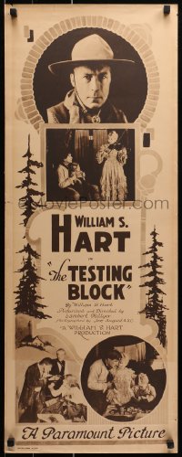 9z248 TESTING BLOCK insert 1920 gambling cowboy William S. Hart & violinist Eva Novak, ultra-rare!