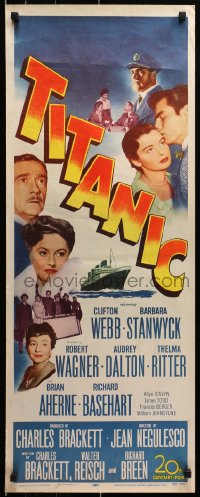 9z255 TITANIC insert 1953 Clifton Webb & Barbara Stanwyck on the legendary cruise ship!