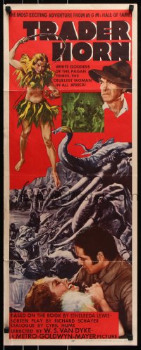 9z258 TRADER HORN insert R1953 W.S. Van Dyke, cool art of big game hunters & elephants!