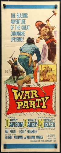 9z271 WAR PARTY insert 1965 Comanche Indian onslaught, blazing adventure, cool battle art!