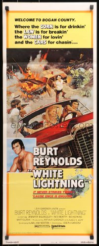 9z274 WHITE LIGHTNING insert 1973 action art of moonshine bootlegger Burt Reynolds!